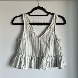 Nordstrom White and Gray Striped Tank Top